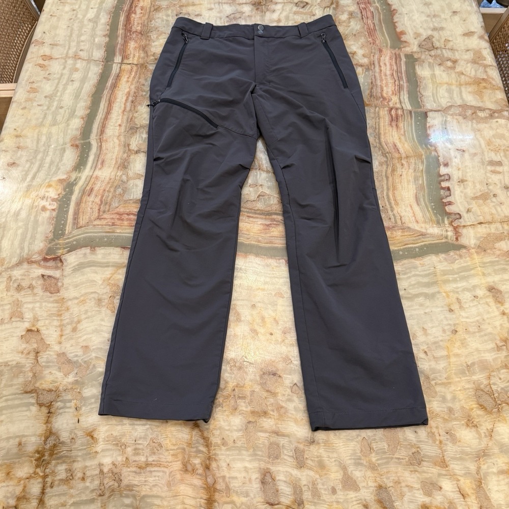 REI Co-op Soft Shell Hiking Pants Gray‎ Fleece Lined Zip Pocket 32x30